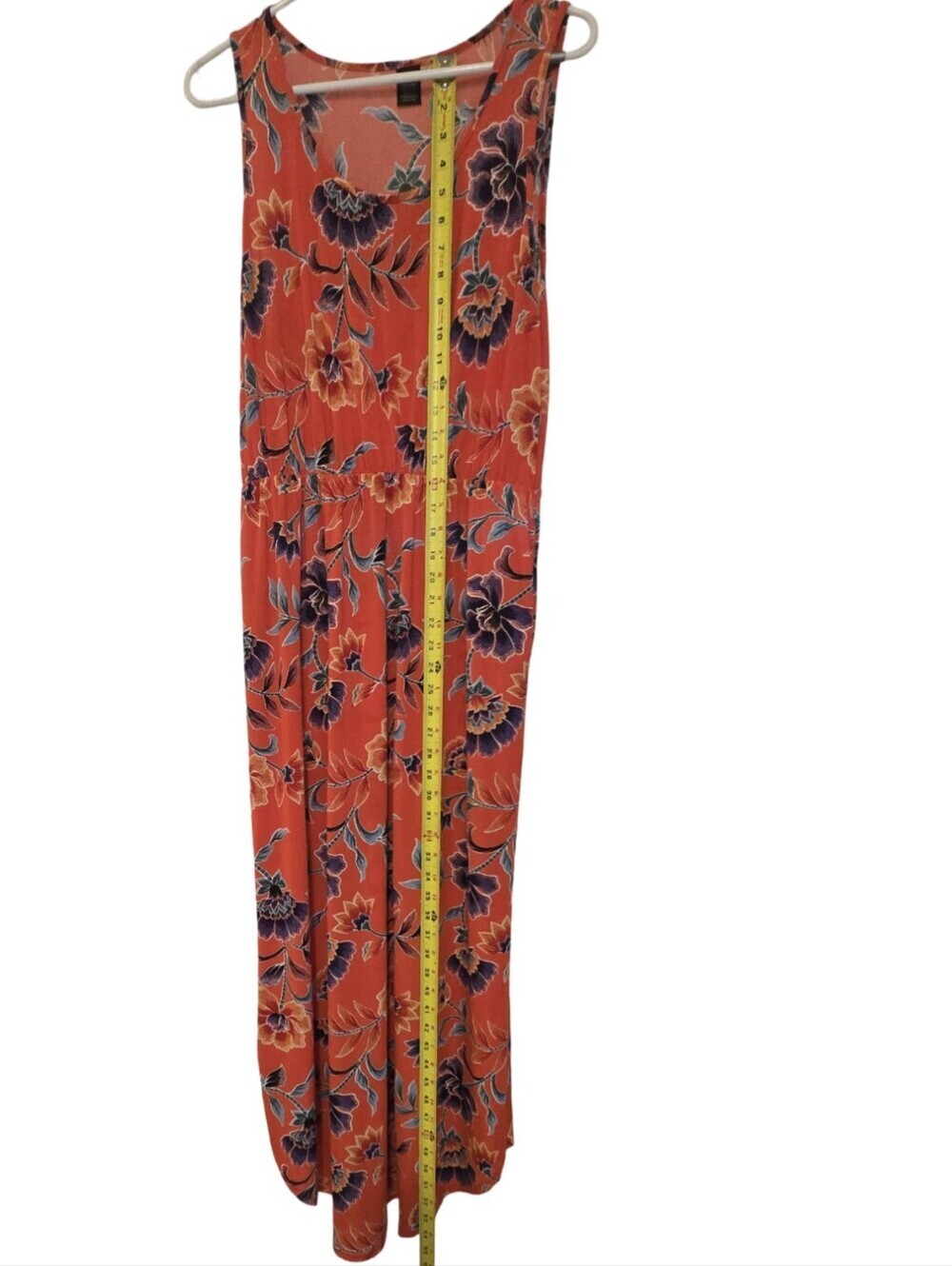 Lildy Sleeveless Coral Floral Maxi Dress, Floral, Flowy, Summer Vibes, Soft L-XL - Picture 6 of 10